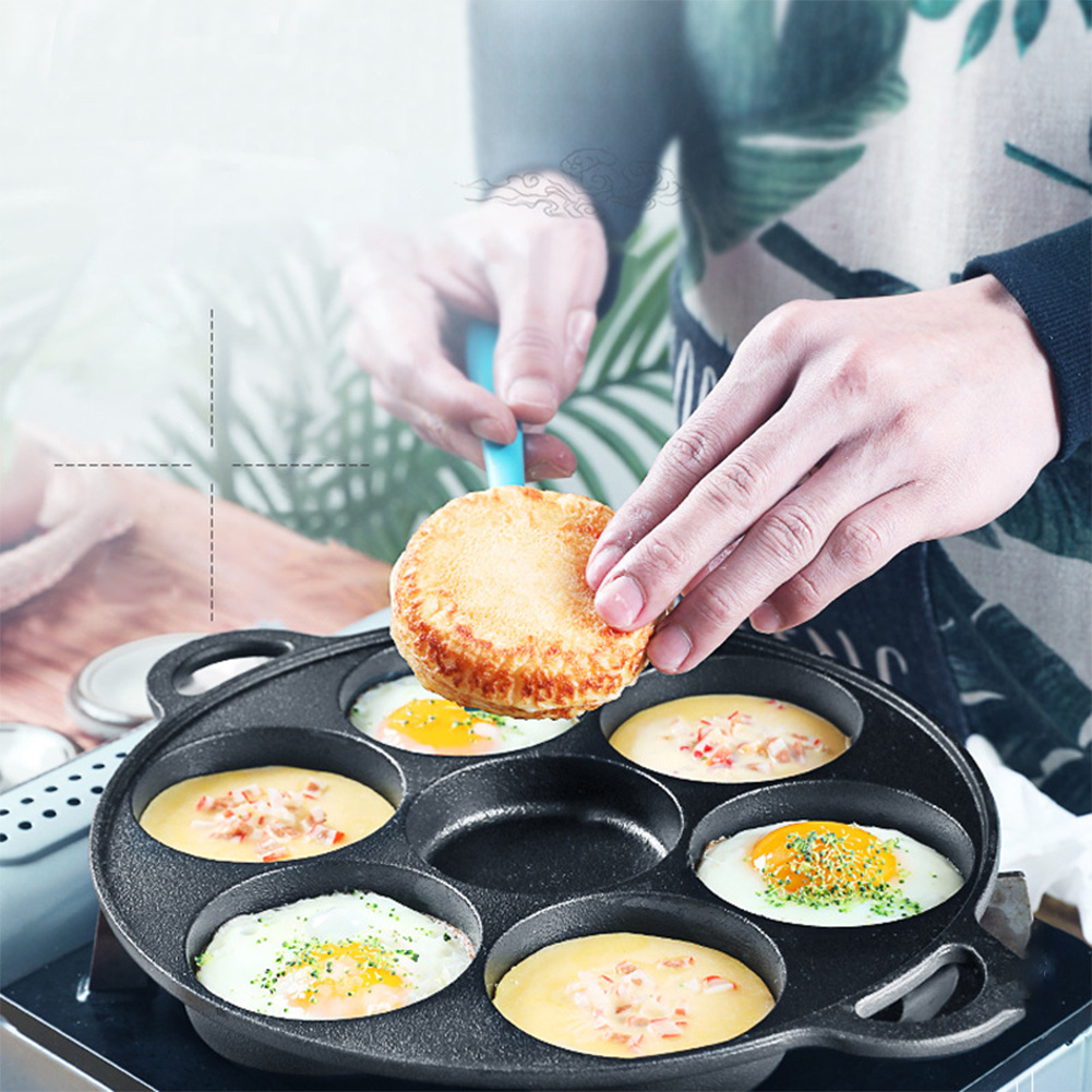 Egg Waffle Pan - 7 Hole Frying Pot Cast Iron