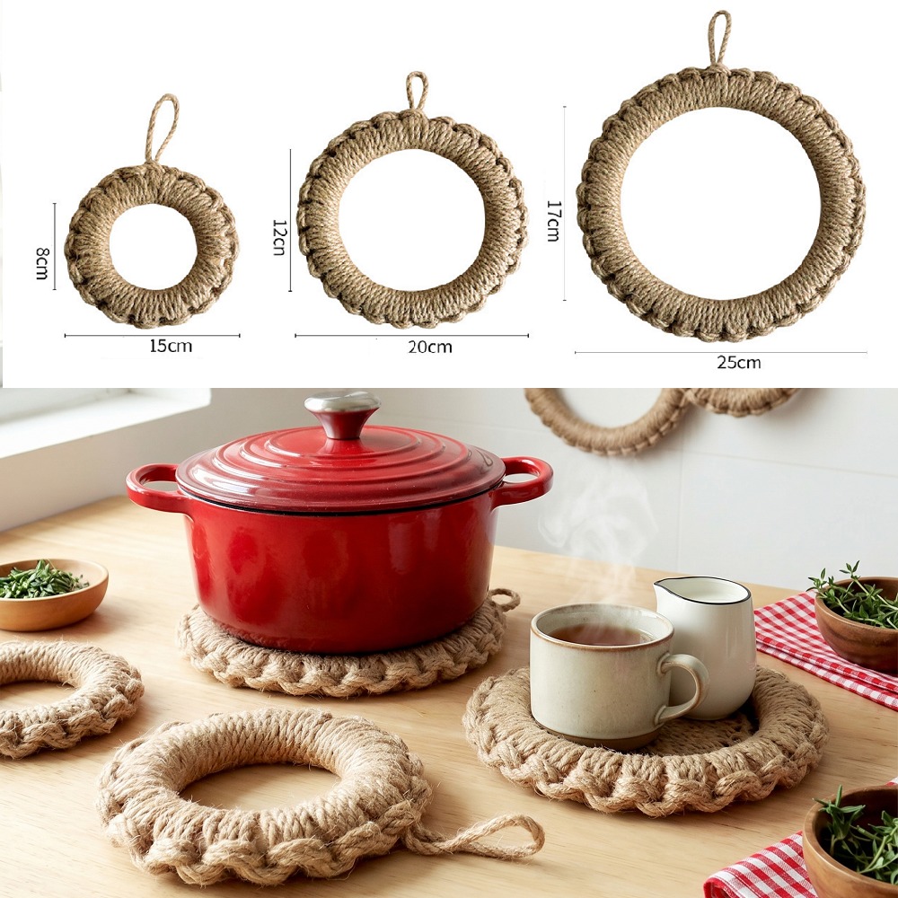 2Pcs Rustic Jute Woven Trivets - Cast Iron Corn ulasan dan harga