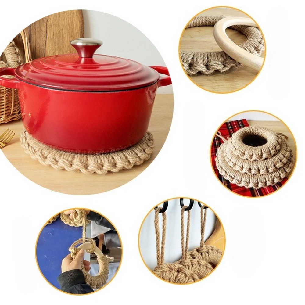 2Pcs Rustic Jute Woven Trivets - Cast Iron Corn ulasan dan harga