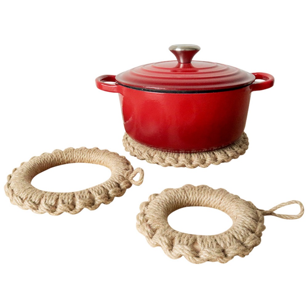 2Pcs Rustic Jute Woven Trivets - Cast Iron Corn ulasan dan harga