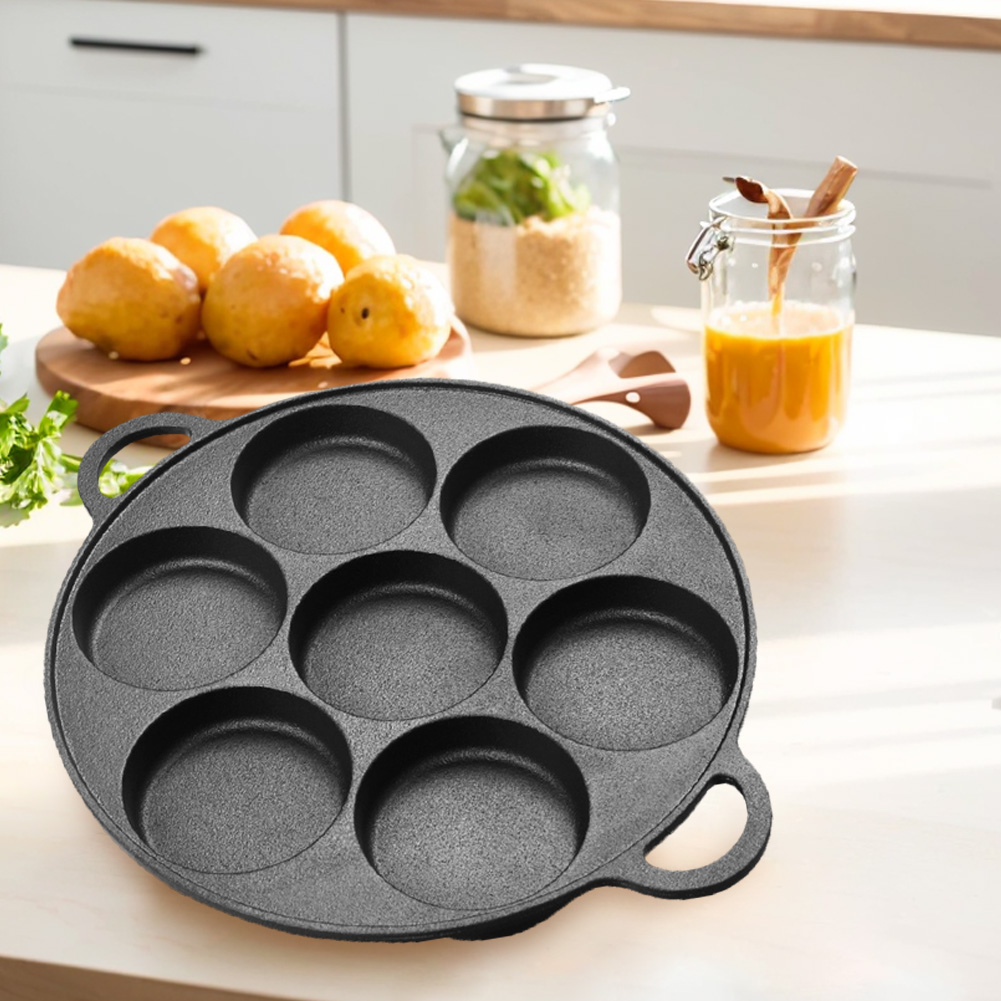 7 Hole Frying Pot Cast Iron No - Egg Waffle Pan ulasan dan harga