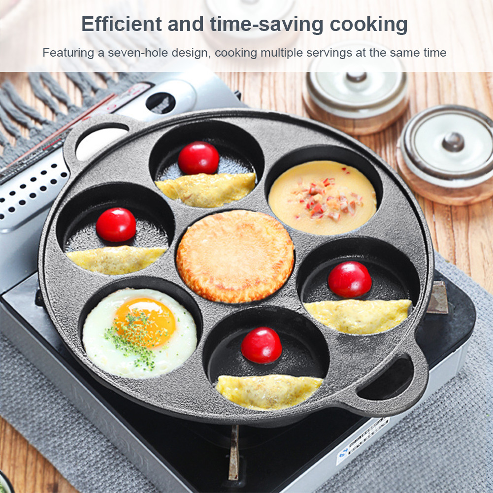 7 Hole Frying Pot Cast Iron No - Egg Waffle Pan ulasan dan harga