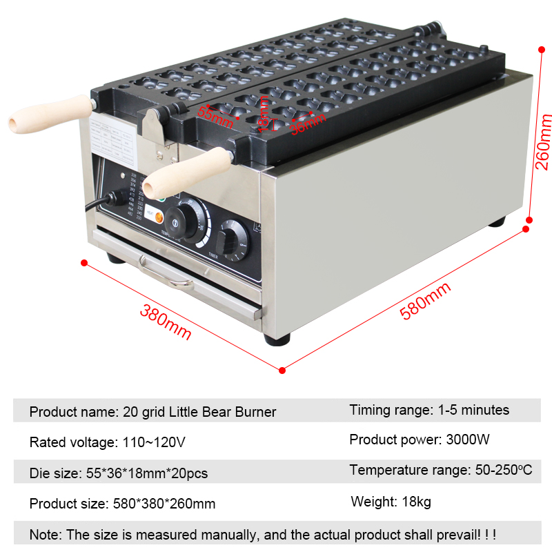Commercial 20Pcs Bear Shape Ta - Egg Waffle Pan ulasan dan harga