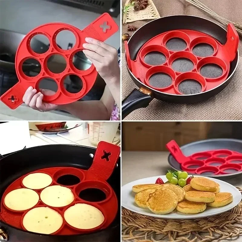 Silicone 7-hole Circular Fryin - Egg Waffle Pan ulasan dan harga